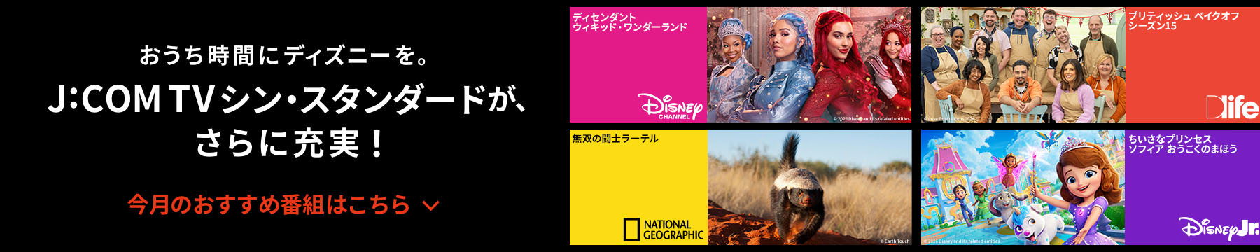 おうち時間にディズニーを。J:COM TV シン・スタンダードが、さらに充実！今月のおすすめ番組はこちら