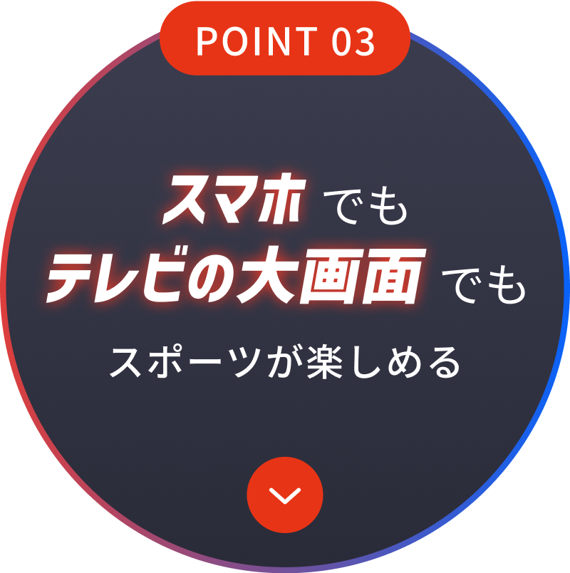 POINT 03 スマホでもテレビの大画面でもスポーツが楽しめる
