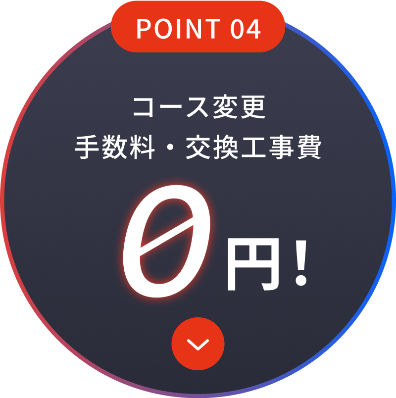 POINT 04 コース変更手数料・交換工事費０円！