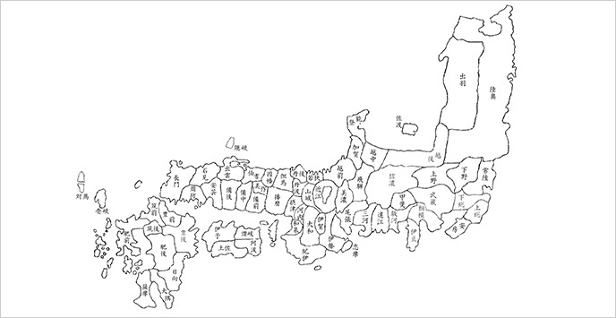 江戸時代の日本地図（クリックすると拡大）