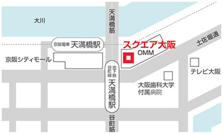 スクエア大阪への地図