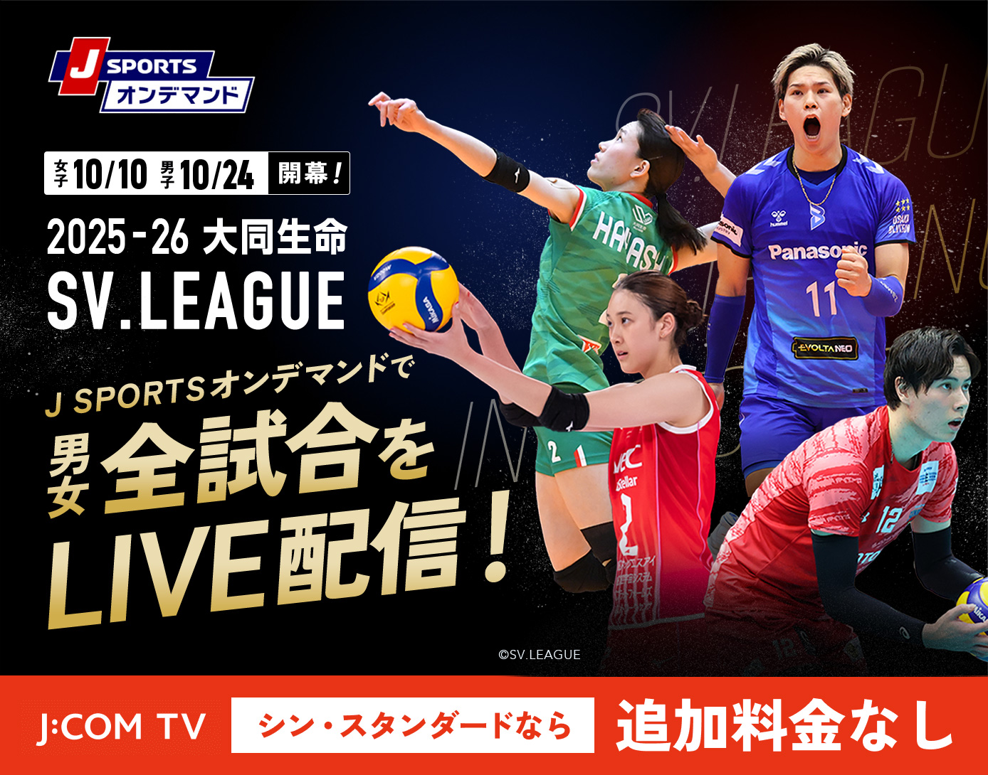 SVリーグ(バレーボール)の配信･放送をJ:COM TV シン・スタンダードで