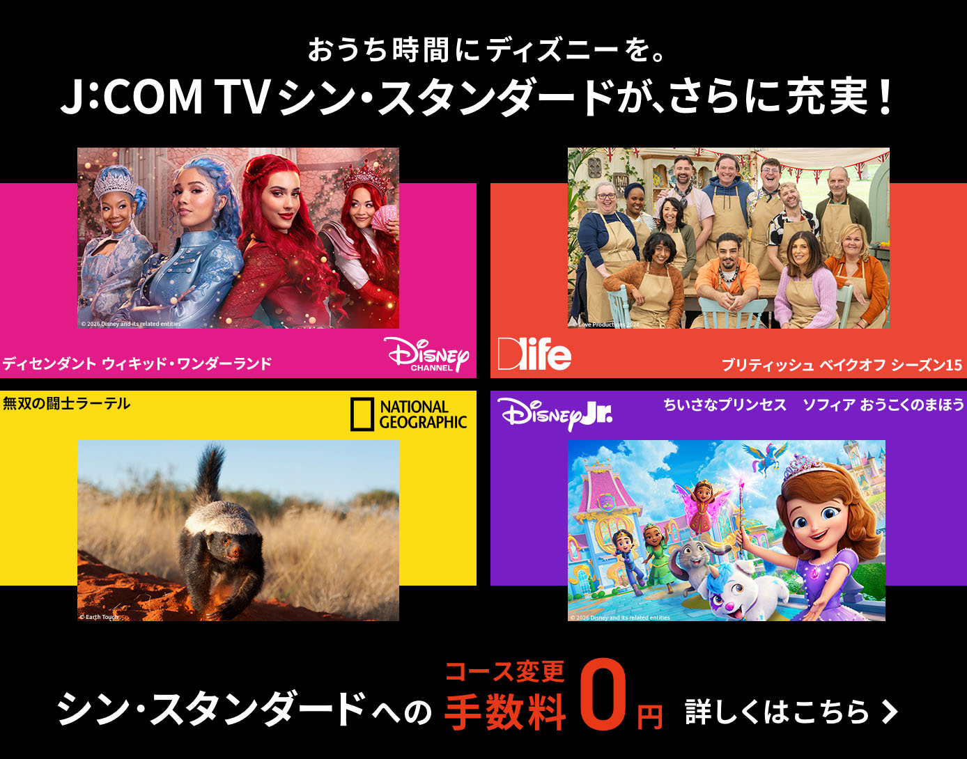 おうち時間にディズニーを。J:COM TV シン・スタンダードがさらに充実！